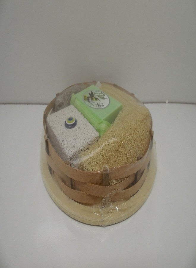 Elizi Knitting Basket Turkish Bath Set Soap Heel Stone Lavender and Fiber Bath Hammam Set - Image 3